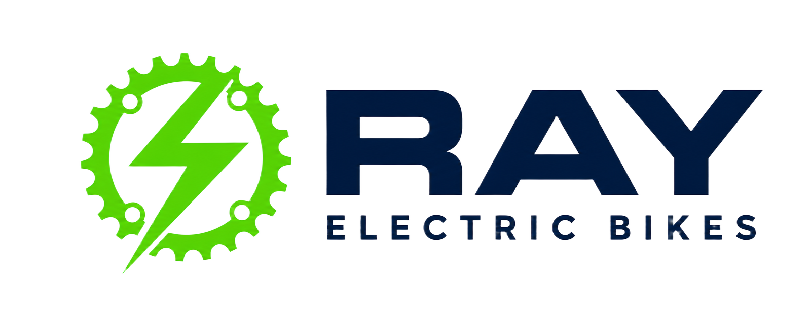 Ray Electric Bikes logo: green lightning bolt in a chainring beside the company name